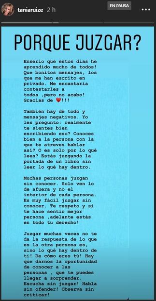 “Muchas personas juzgan sin conocer”: El mensaje de Tania Ruiz, relacionada con Enrique Peña Nieto 