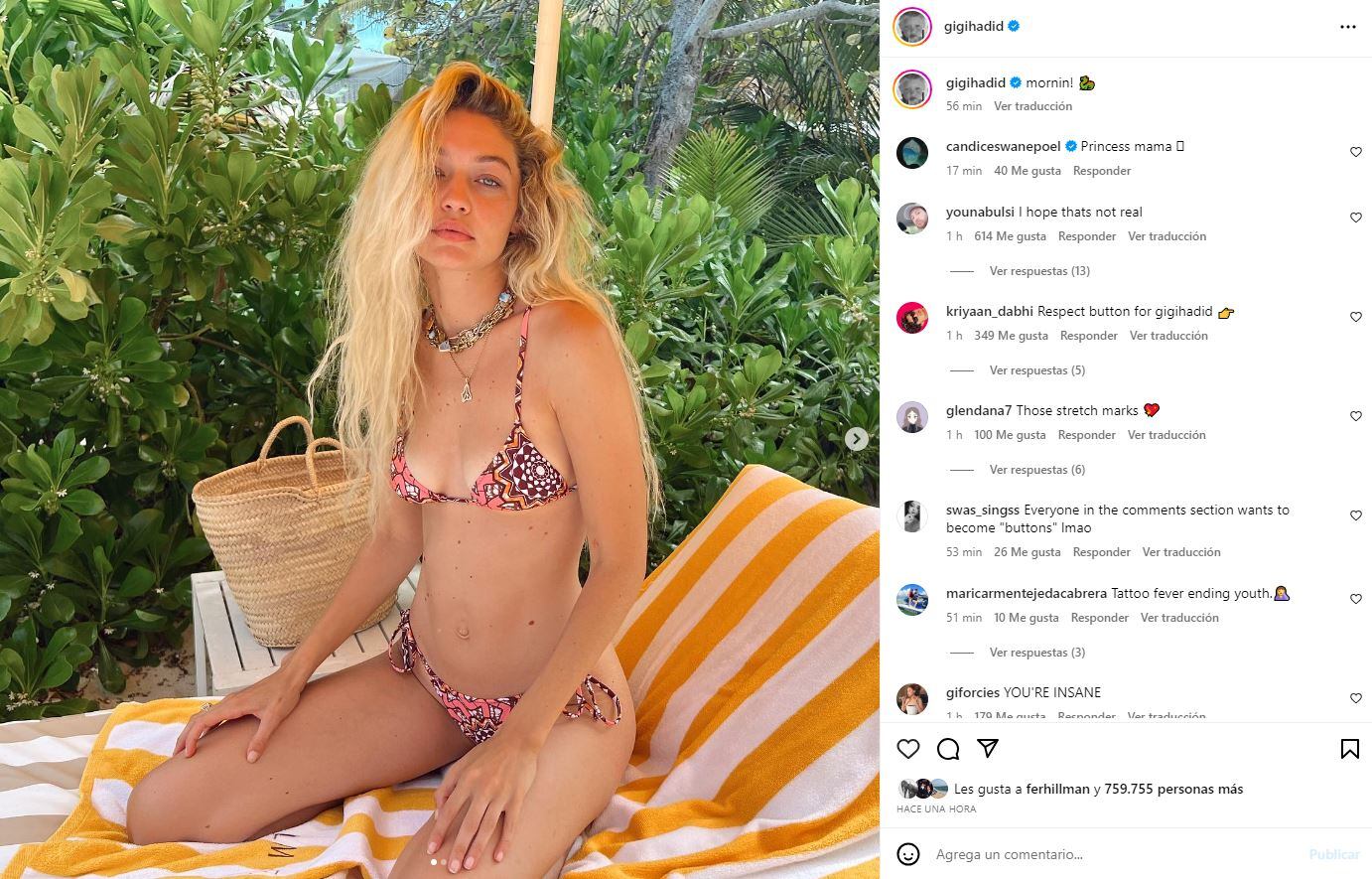 Gigi Hadid, guapísima en verano / Instagram