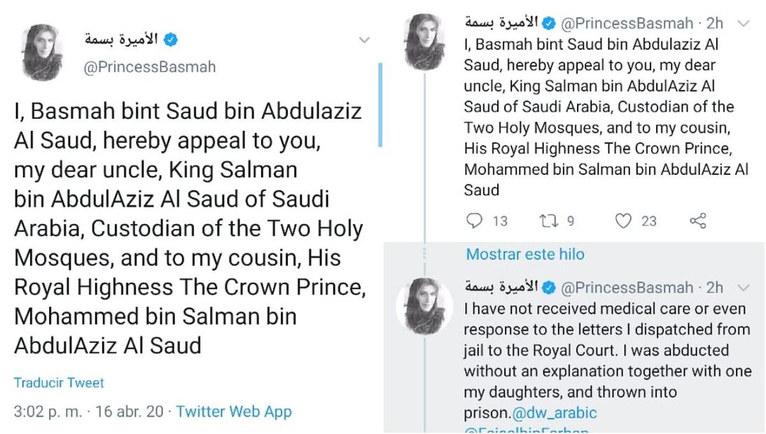 Borran los mensajes de auxilio de la princesa secuestrada Basmah bint Saud