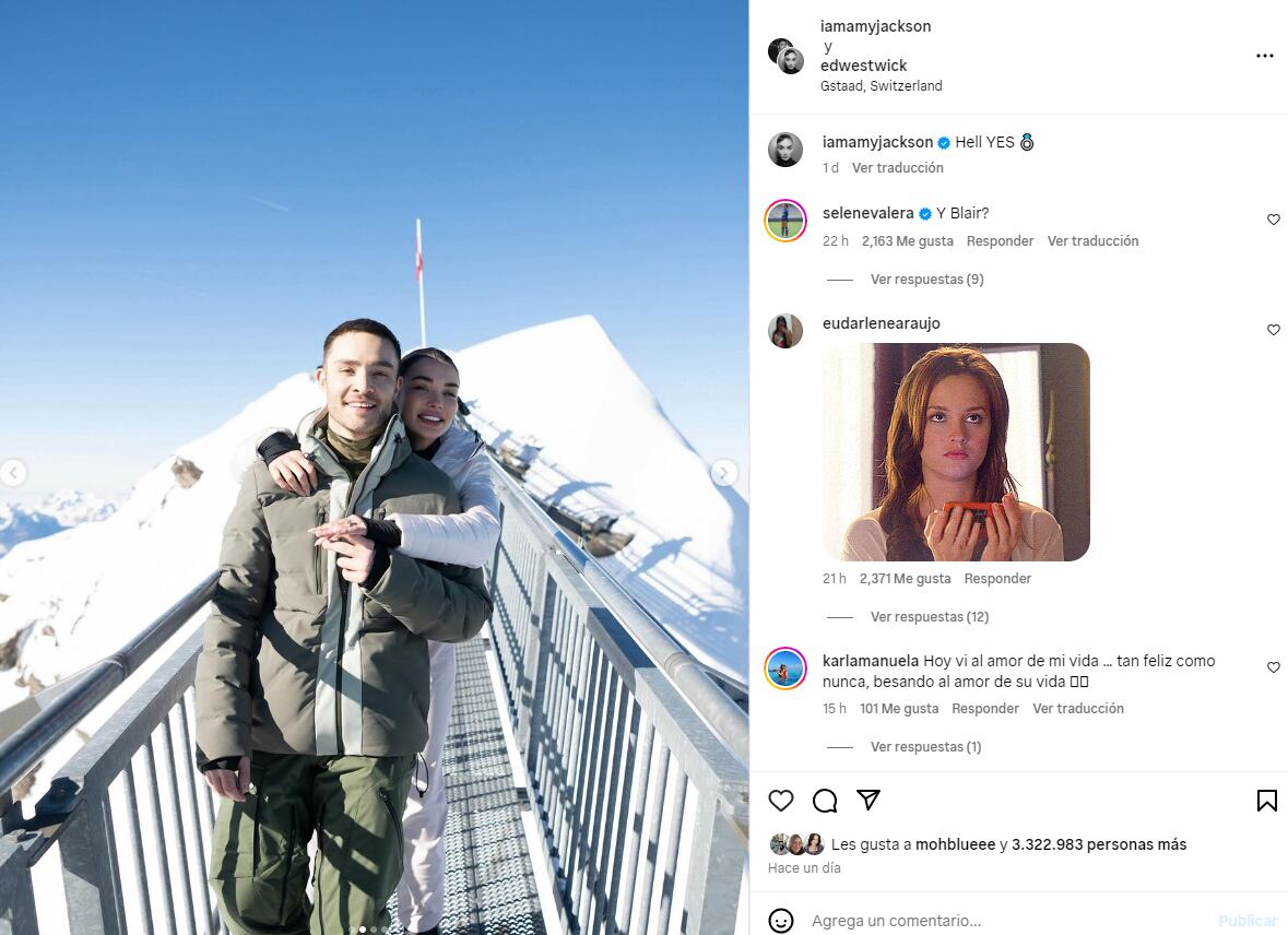Ed Westwick y Amy Jackson/Instagram