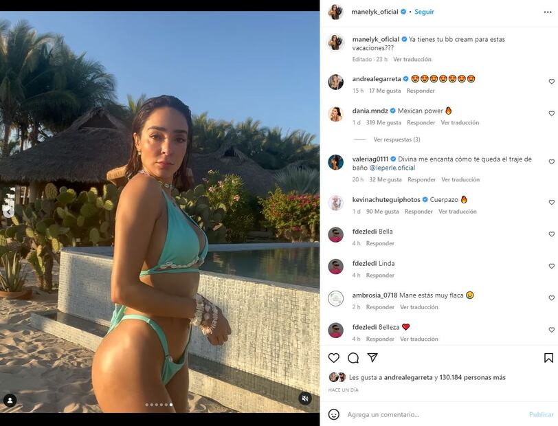 Manelyk González se olvida de todo y posa casi al natural con el bikini más pequeño en la playa
