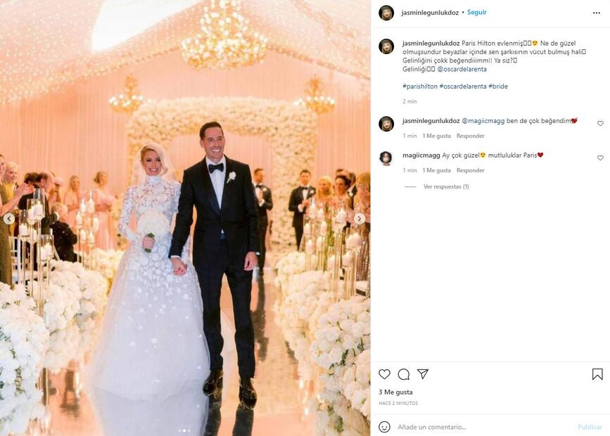 Paris Hilton te robará el aliento vestida de novia con un Oscar de la Renta ¡puro lujo!