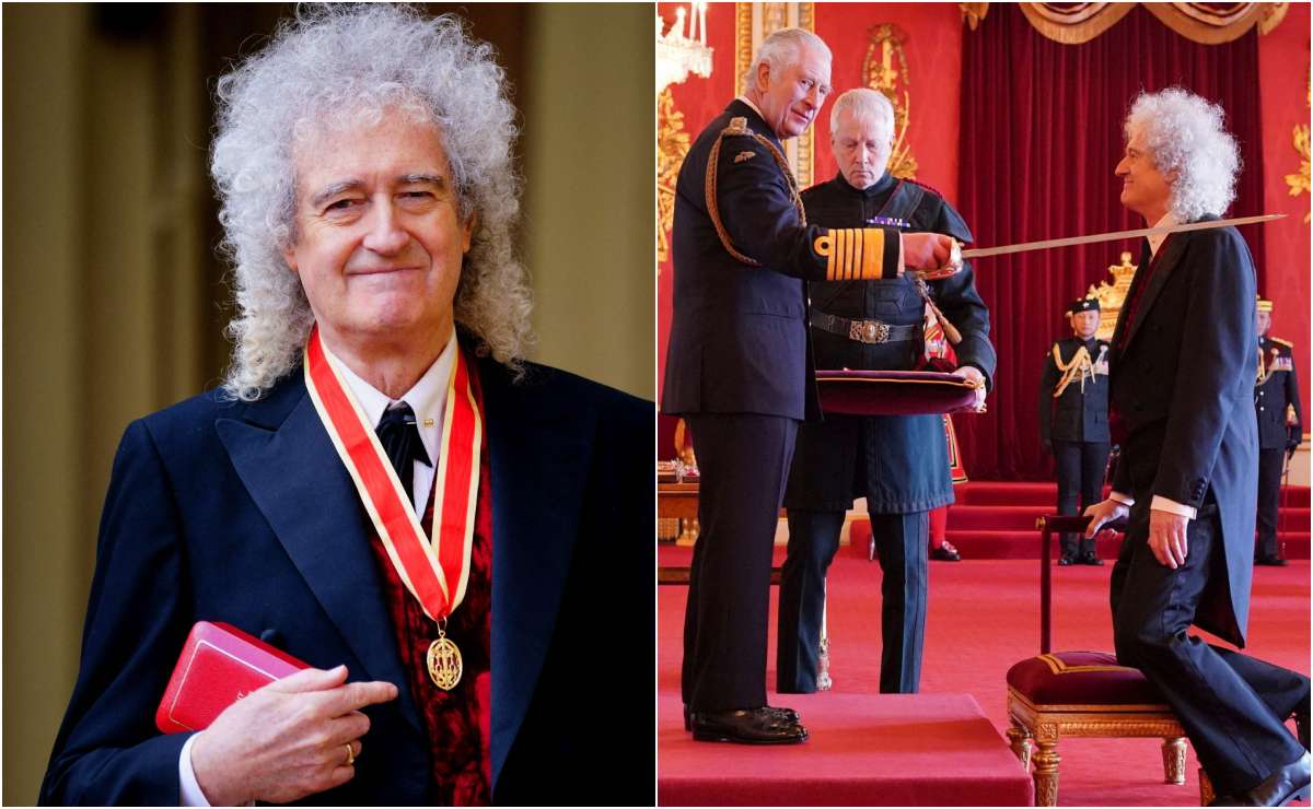 El rey Carlos III condecora a Brian May como caballero real en el palacio de Buckingham