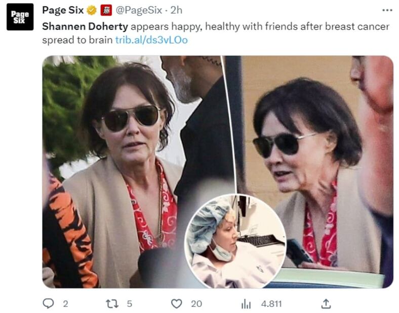 Shannen Doherty reaparece en compañía de sus amigos / Twitter