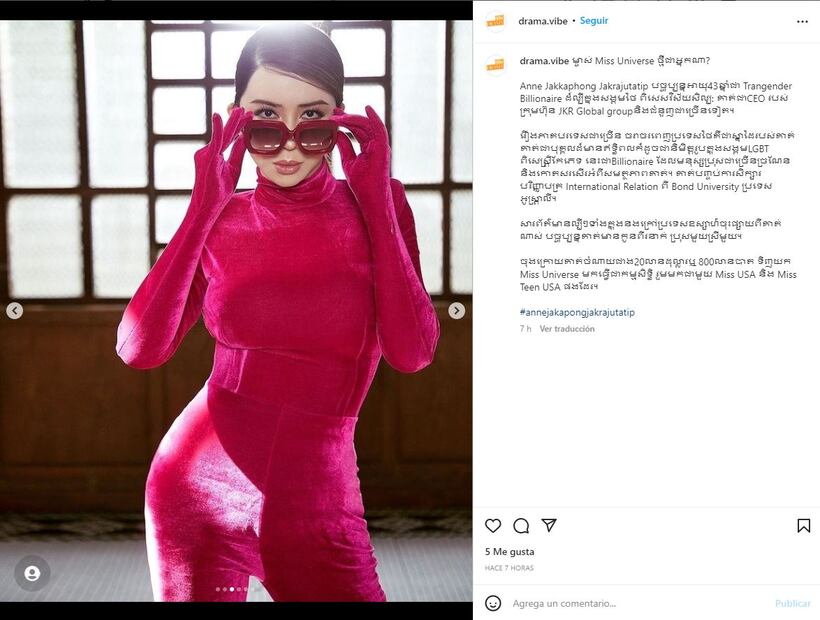 Anne Jakapong Jakrajutatip, millonaria transgénero, compra el certamen Miss Universo