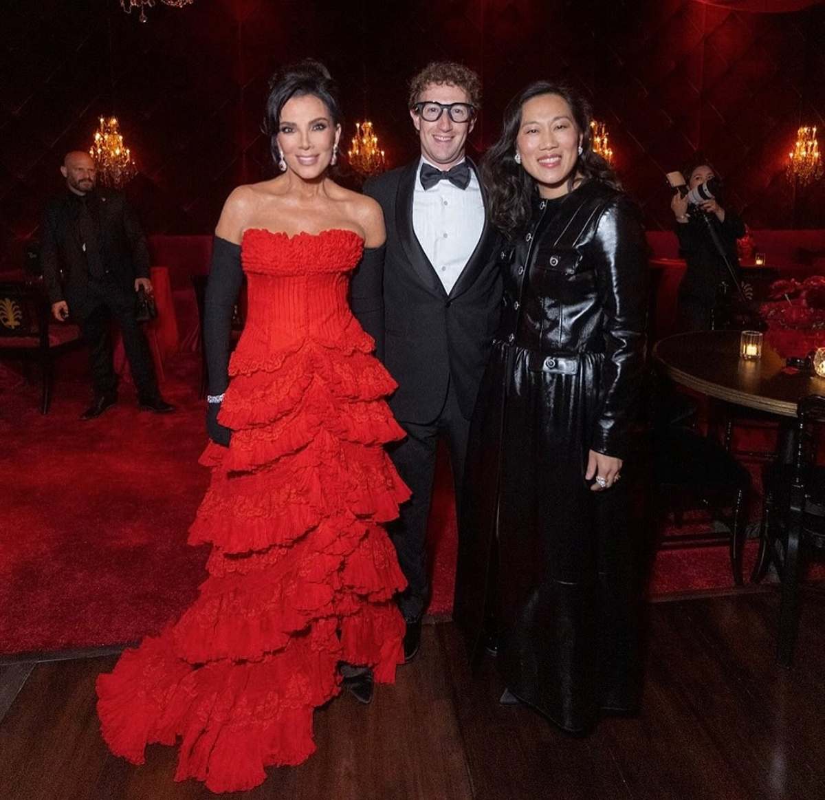 Kris Jenner, Mark Zuckerberg y Priscila Chan / Foto: Instagram @krisjenner