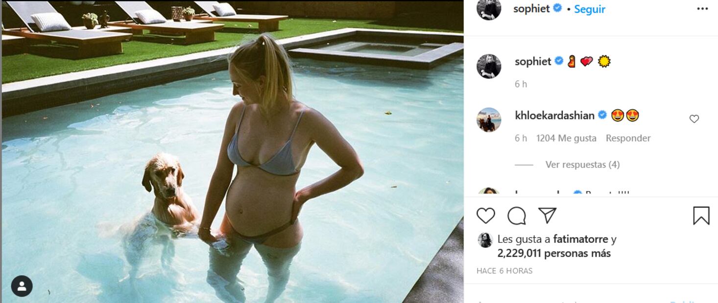 Sophie Turner sorprende con hermosas fotos de su embarazo a dos meses del nacimiento de su hija