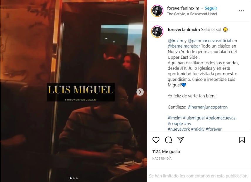 Luis Miguel y Paloma Cuevas disfrutan su amor en una zona exclusiva de Nueva York