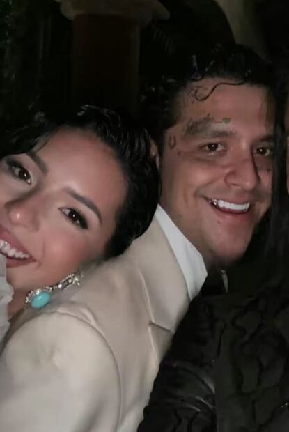 Christian Nodal y Ángela Aguilar en su boda / Foto: Redes sociales