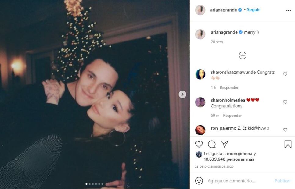 Ariana Grande se casa con Dalton Gomez en un evento secreto / Instagram