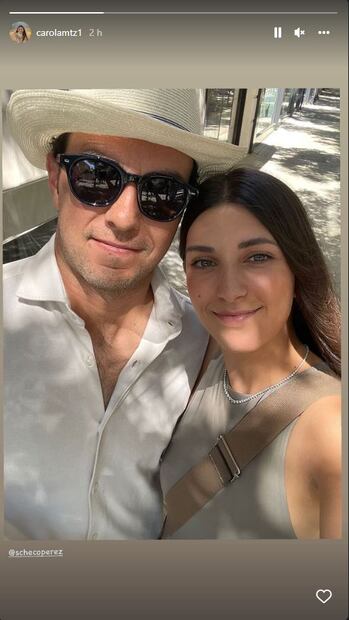 Checo Pérez y su esposa Carola Martínez aparecen juntos y enamorados