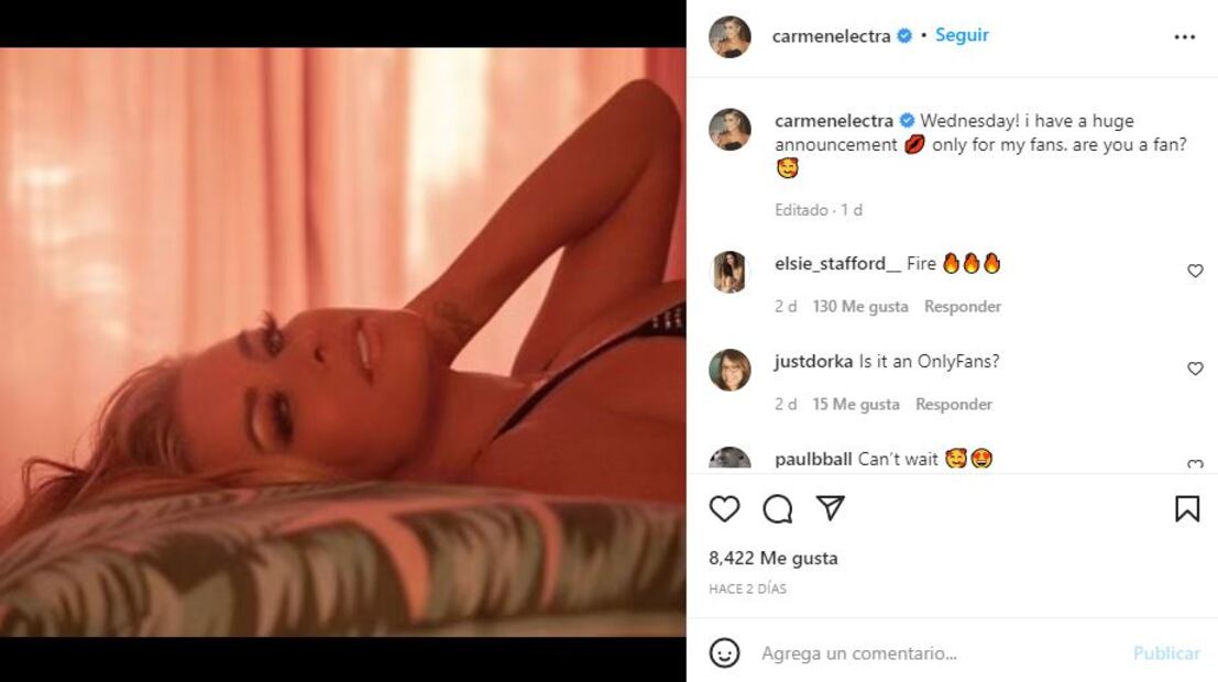 Carmen Electra abre perfil de fotos y videos en red social para adultos