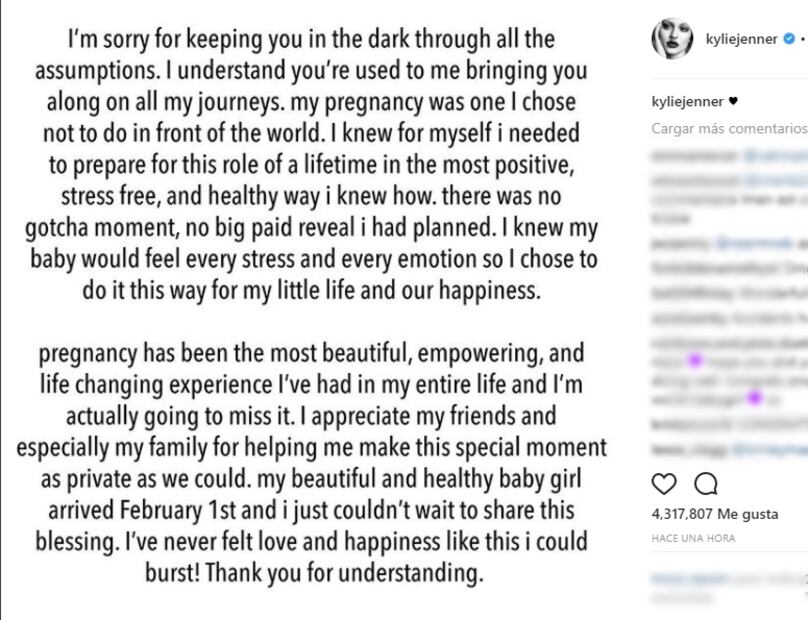 VIDEO: Kylie Jenner dio a luz a una niña y este es el emotivo anuncio