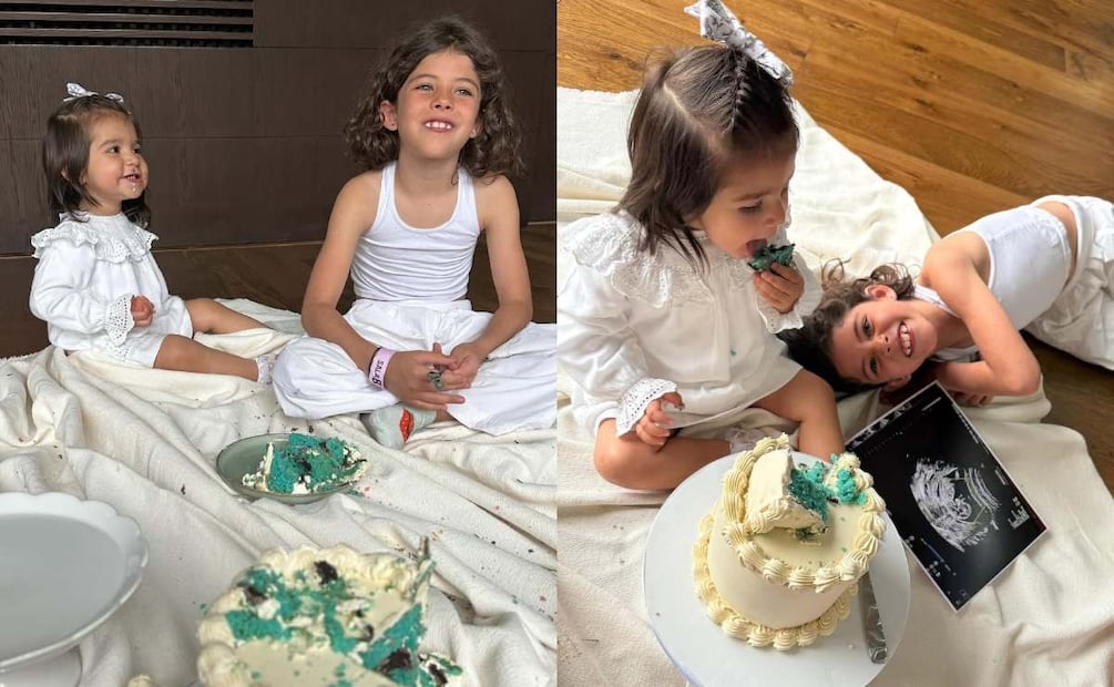 Pía y Valentina junto al ultrasonido de su hermanito / Foto: Instagram @mlopezsanmartin_