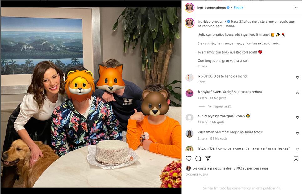 Ingrid Coronado junto a sus hijos, Emiliano, Paolo y Luciano / Instagram