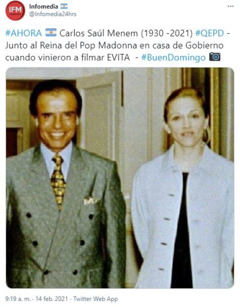 Carlos Menem se dejó seducir por el espectáculo internacional