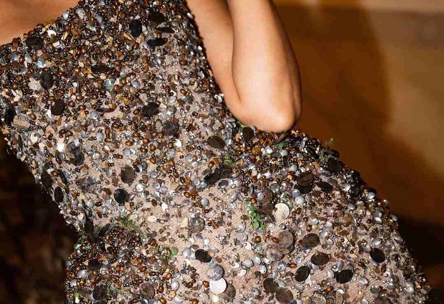 El vestido de Aislinn Derbez incorporó piezas de germinado/Foto: Instagram