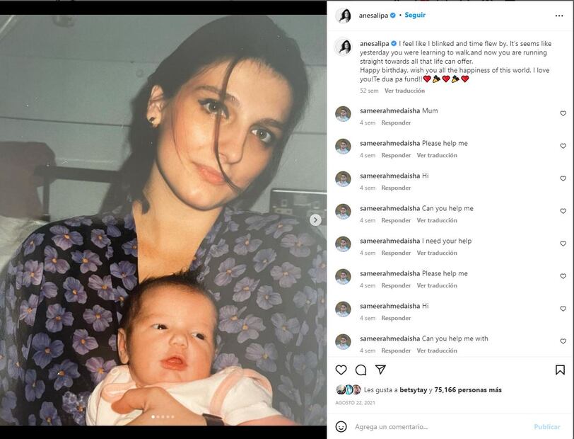 Mamá de Dua Lipa, en traje de baño, dedica dulces palabras a su famosa hija 