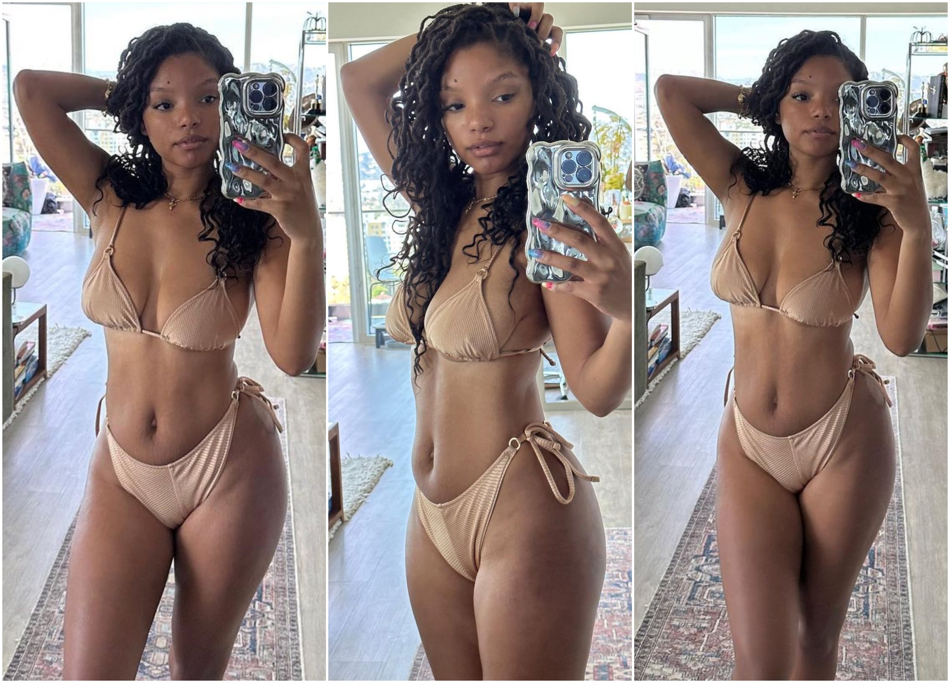 Halle Bailey muestra orgullosa su cuerpo posparto, sin retoques, en traje de baño