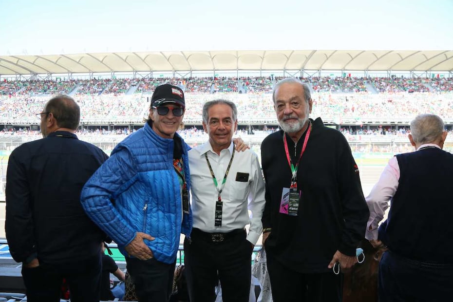 Emmanuel, Daniel Goñi y Carlos Slim Helú en el Gran Premio de México / Foto: Heptor Arjona