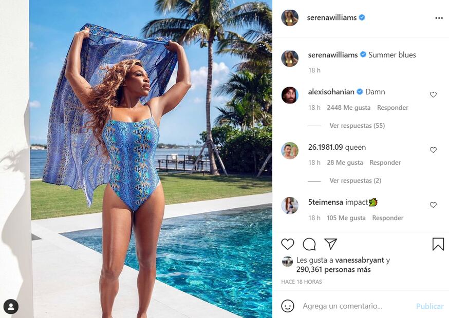La mini cintura que Serena Williams luce en radiante traje de baño azul 