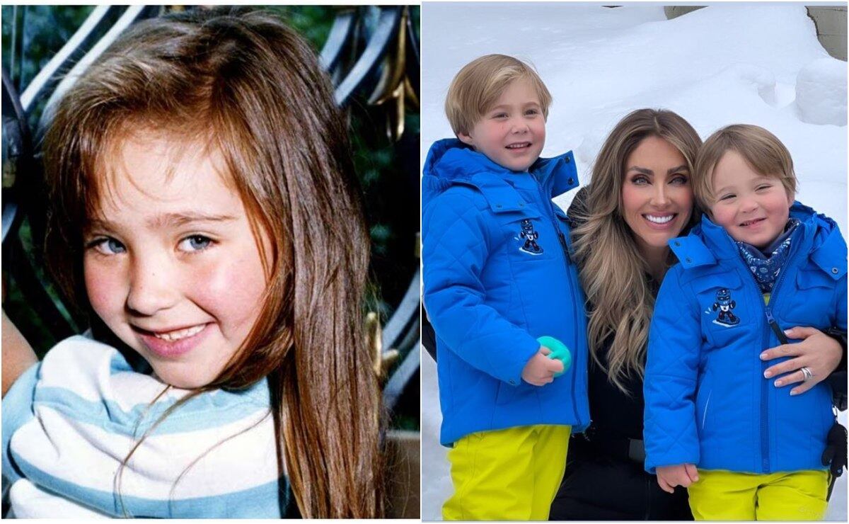 Otra imagen de Anahí de niña y una en la actualidad con sus dos hijos / Archivo El Universal y @anahi
