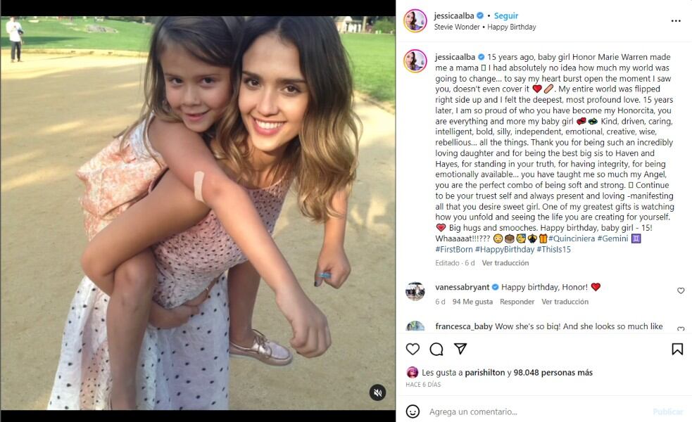 Jessica Alba junto a su hija Honor / Instagram