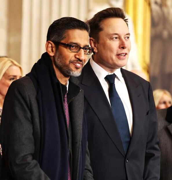 Sundar Pichai junto a Elon Musk / Foto: EFE
