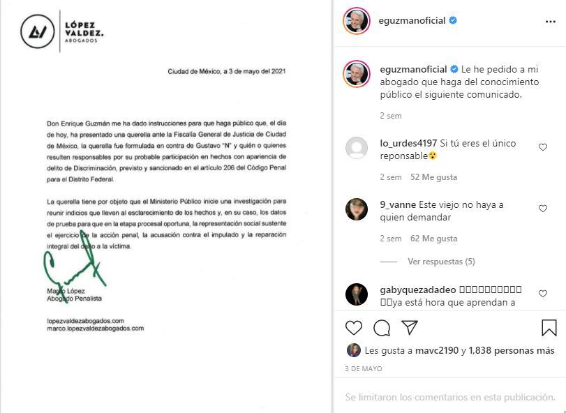 Enrique Guzmán contrató escoltas tras la acusación de su nieta Frida Sofía