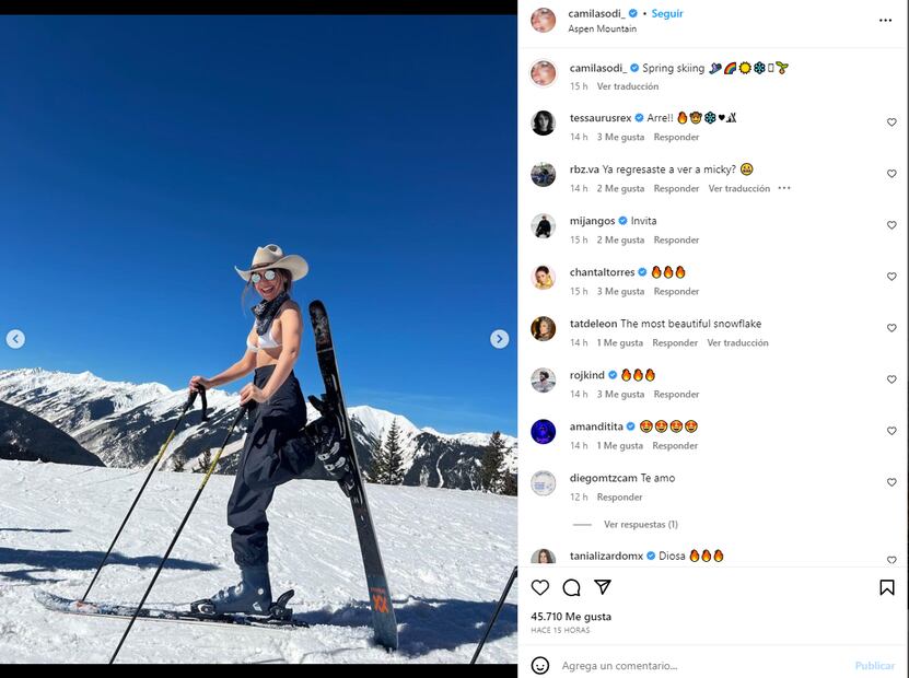 Camila Sodi sorprende con un atrevido top de bikini y sombrero para esquiar