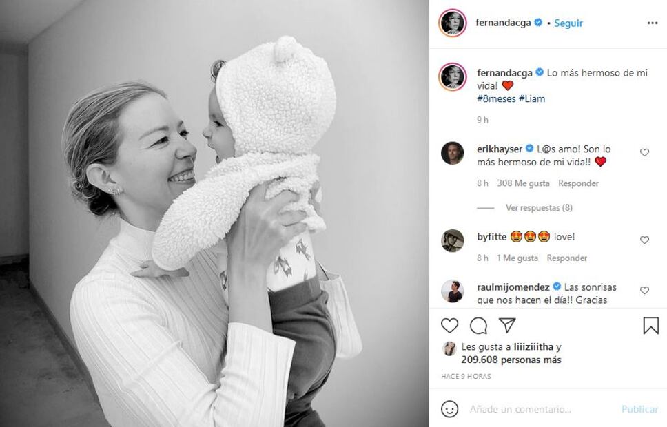 Fernanda Castillo celebra con ternura los 8 meses de su hijo Liam