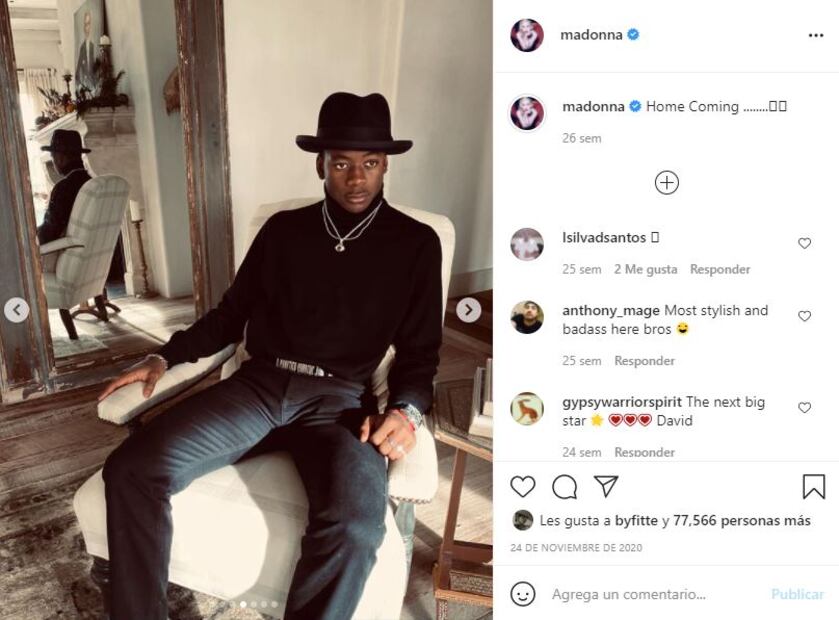 Madonna comparte video de su hijo usando un vestido de seda