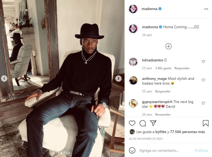 Madonna comparte video de su hijo usando un vestido de seda
