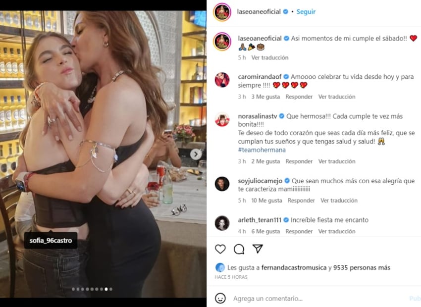 Sofía Castro Rivera celebrando el cumpleaños de Mariana Seoane / Instagram: @laseoaneoficial