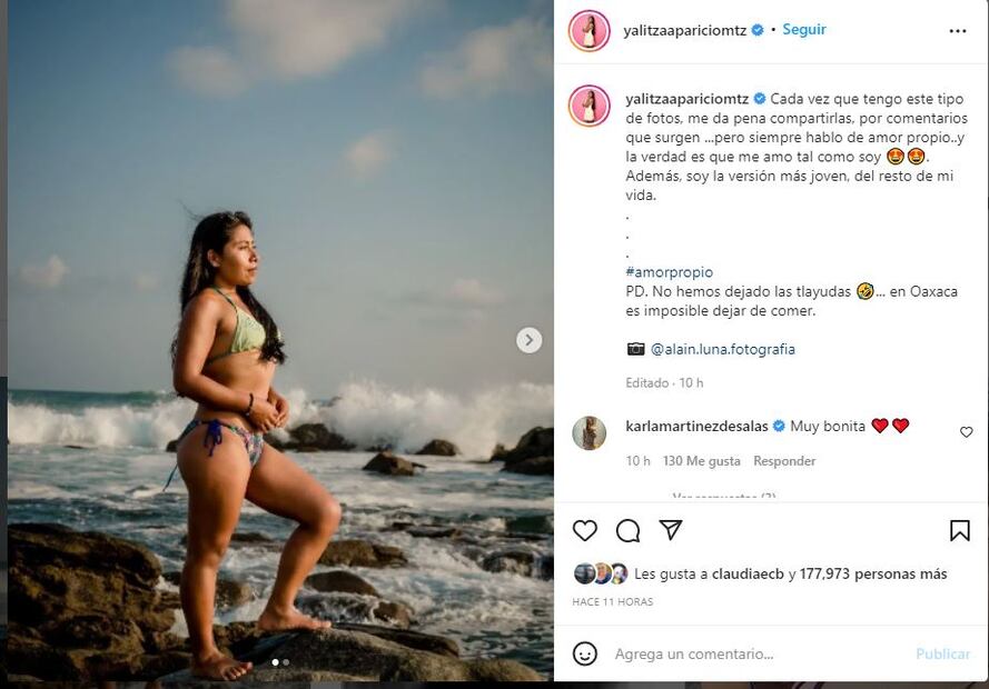 Yalitza Aparicio publica foto en bikini: “Me da pena compartirlas”