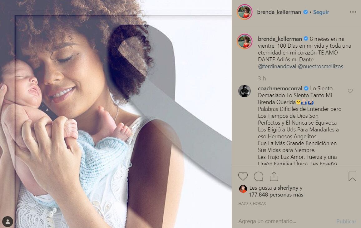 Falleció Dante, el bebé de Ferdinando Valencia y Brenda Kellerman