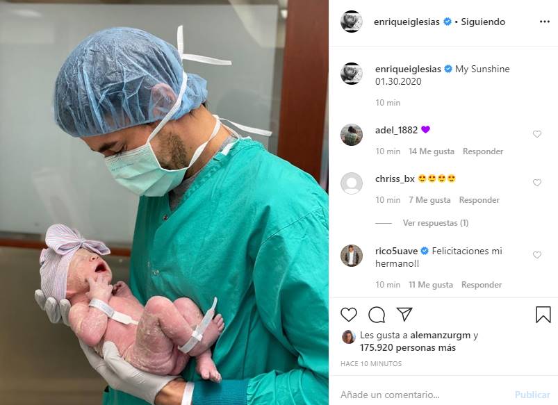 Enrique Iglesias sube la primera foto de su bebé ¡y es una niña!