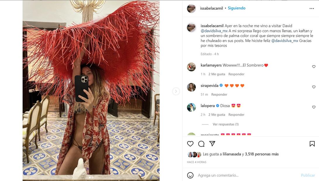 Issabela Camil deja sin aliento al posar en mini bikini y maxi sombrero de palma  