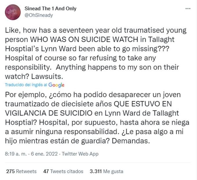 Sinéad O’Connor señala públicamente al culpable de la muerte de su hijo