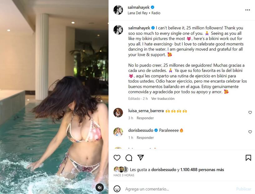 Salma hayek, feliz en bikini / Instagram