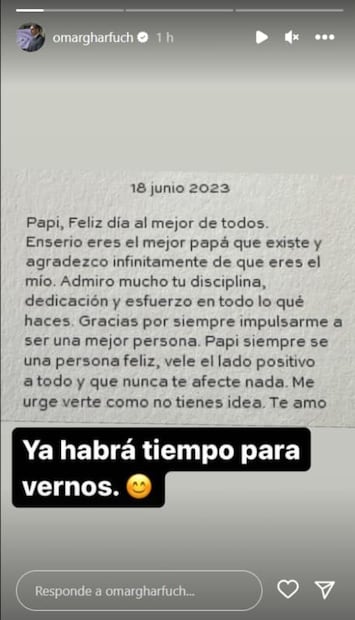La emotiva carta que recibió Omar García Harfuch en el Día del Padre / Instagram
