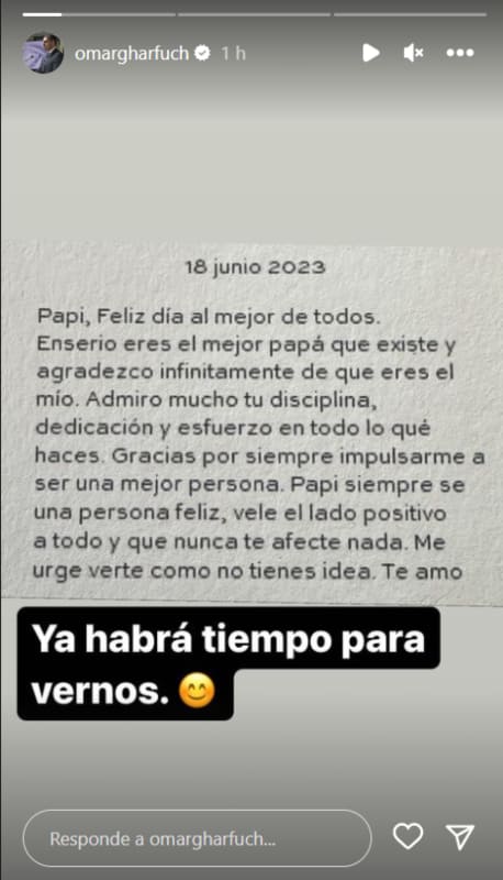 La emotiva carta que recibió Omar García Harfuch en el Día del Padre / Instagram