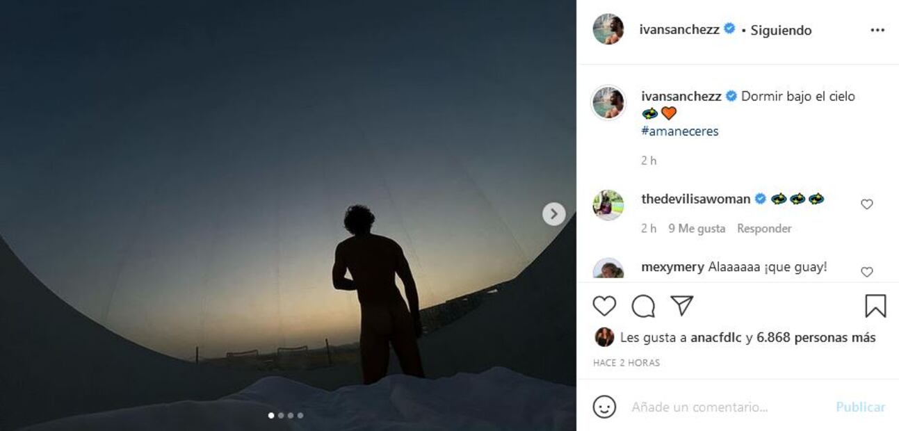 Iván Sánchez reta la censura en Instagram y posa sin ropa al amanecer