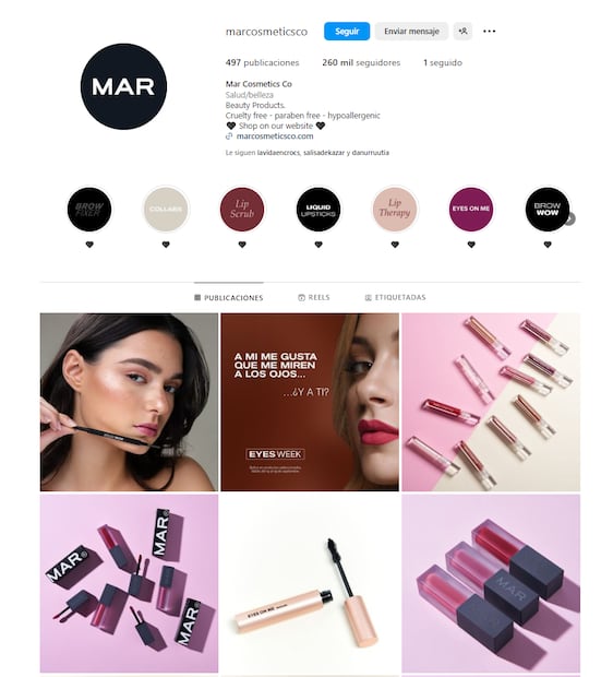 Mar Cosmetics Co de Mariana Rodríguez/Instagram.
