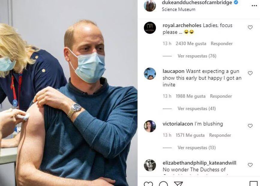 Príncipe William recibiendo la vacuna del Covid-19 / Instagram