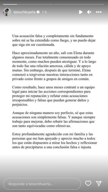 El comunicado de Tenoch Huerta / Instagram