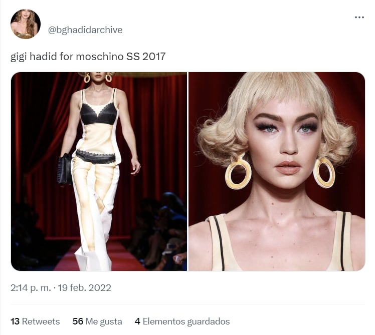 Gigi Hadid durante la pasarela de Primavera-Verano 2017 de Moschino