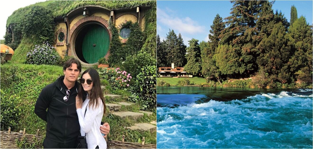 <p>Ximena Navarrete y Juan Carlos Valladares se encuentran en el lujoso hotel&nbsp;Huka Lodge. <strong>(Fotos: Instagram y hukalodge.co.nz)</strong></p>
