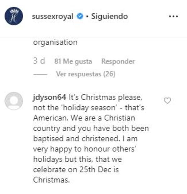 Meghan Markle es duramente criticada en Instagram por su postal de Navidad