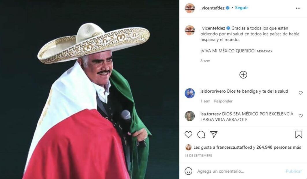 Vicente Fernández se encuentra muy grave: "les pedimos oraciones" 